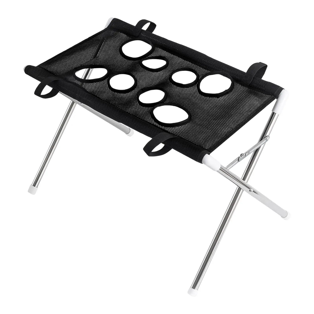 Pawperch stand in black, top view showing the eight black-rimmed leg holes